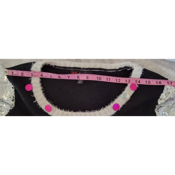 33 Degrees Christmas Flamingo Sequin Sweater Dress Tunic (M) Pink Silver Holiday - Picture 7 of 12